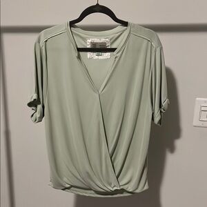 Anthropologie Green Wrap Blouse Relaxed Fit